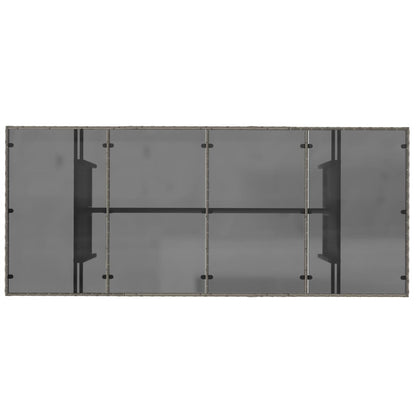 Trädgårdsbord med glasskiva grå 190x80x75 cm konstrotting