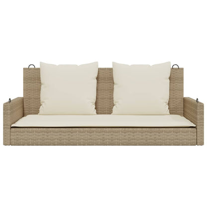 Gungbänk med dynor beige 119x56x48 cm konstrotting