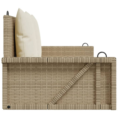 Gungbänk med dynor beige 119x56x48 cm konstrotting