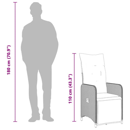 Justerbar trädgårdsstol med dynor beige konstrotting