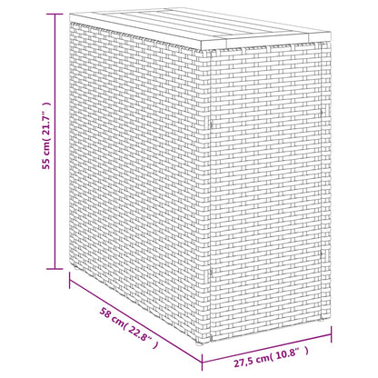 Trädgårdsbord med träskiva svart 58x27,5x55 cm konstrotting