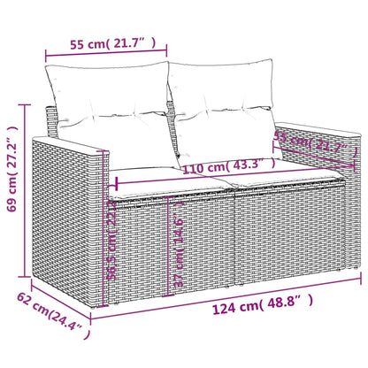 Trädgårdssoffa 2-sits med dynor konstrotting beige