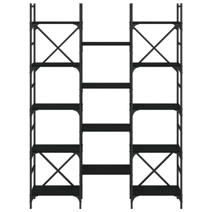 Bokhylla svart 127,5x28,5x172,5 cm konstruerat trä