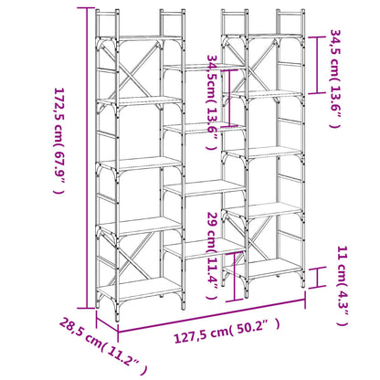 Bokhylla svart 127,5x28,5x172,5 cm konstruerat trä