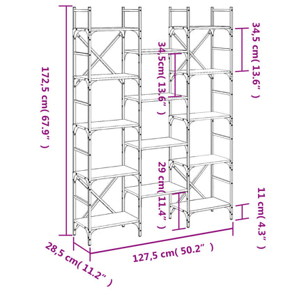 Bokhylla sonoma-ek 127,5x28,5x172,5 cm konstruerat trä