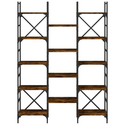 Bokhylla rökfärgad ek 127,5x28,5x172,5 cm konstruerat trä