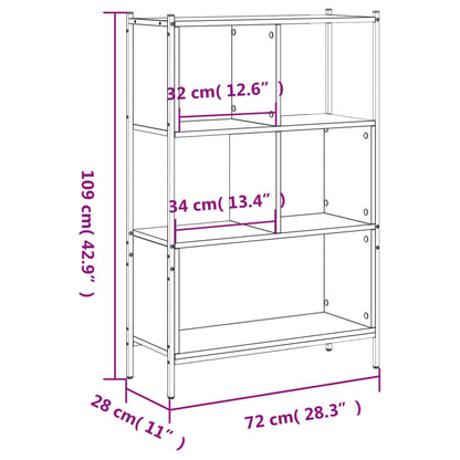 Bokhylla svart 72x28x109 cm konstruerat trä