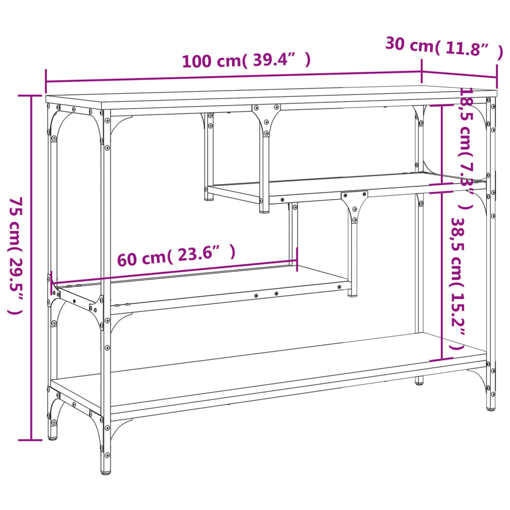 Konsolbord svart 100x30x75 cm konstruerat trä