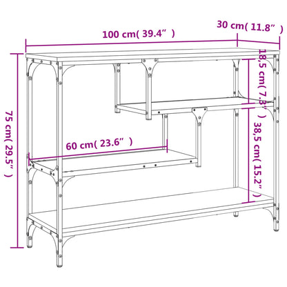 Avlastningsbord rökfärgad ek 100x30x75 cm konstruerat trä