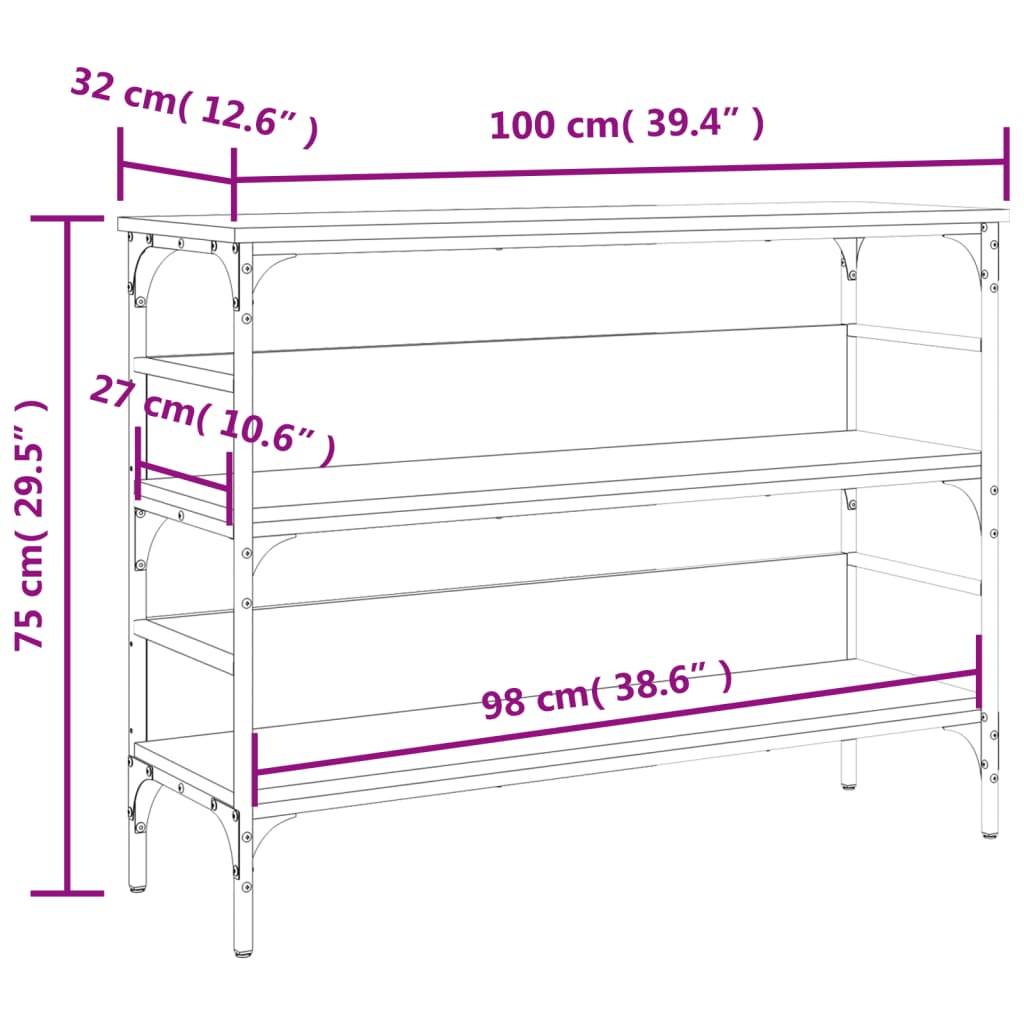 Konsolbord svart 100x32x75 cm konstruerat trä