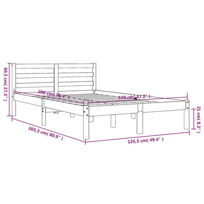 Sängram utan madrass vaxbrun 120x200 cm massiv furu