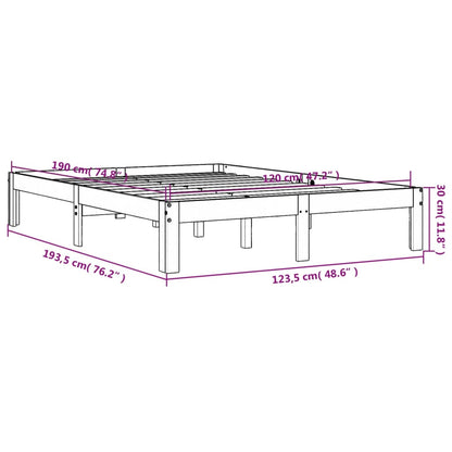 Sängram utan madrass vaxbrun 120x190 cm massiv furu