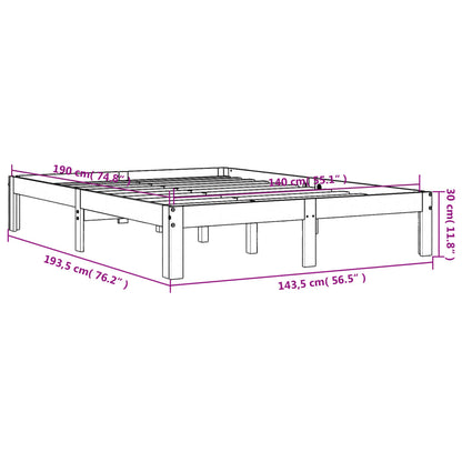 Sängram utan madrass vaxbrun 140x190 cm massiv furu