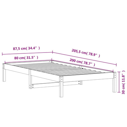 Dagbädd utan madrass vaxad brun 80x200 cm massiv furu