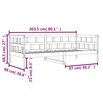 Dagbädd utan madrass vaxad brun 90x200 cm massiv furu