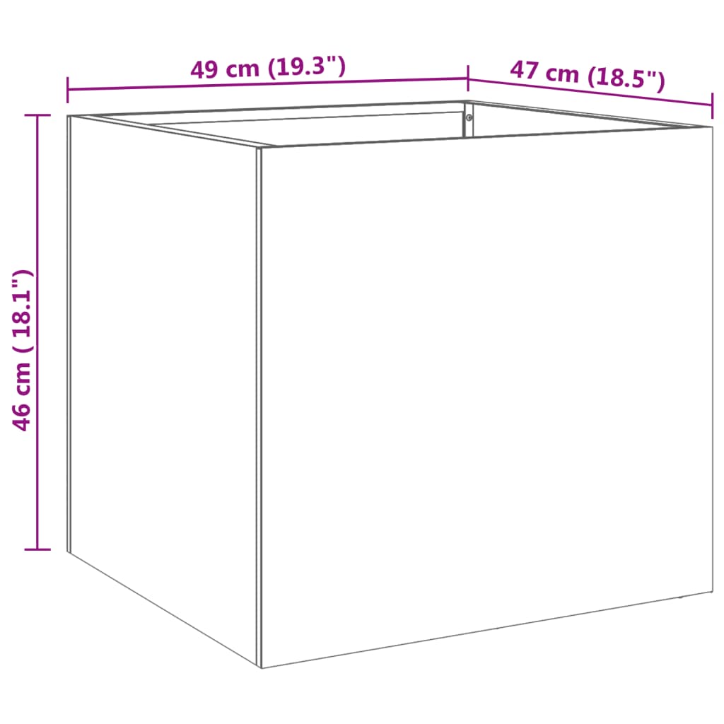 Odlingslåda silver 49x47x46 cm rostfritt stål