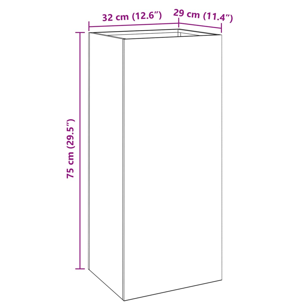 Odlingslåda antracit 32x29x75 cm kallvalsat stål