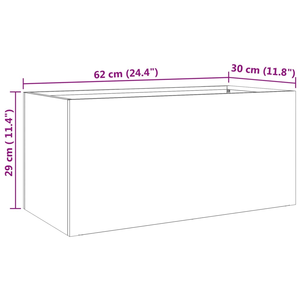 Odlingslåda silver 62x30x29 cm rostfritt stål