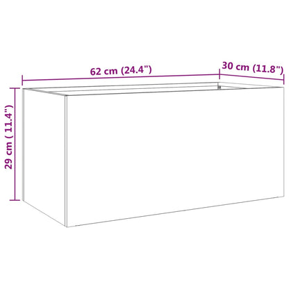 Odlingslåda silver 62x30x29 cm rostfritt stål