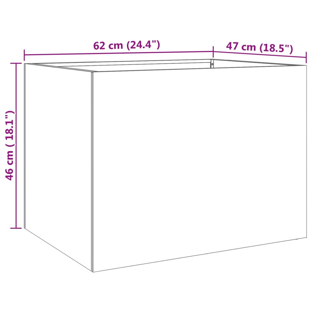 Odlingslåda silver 62x47x46 cm rostfritt stål