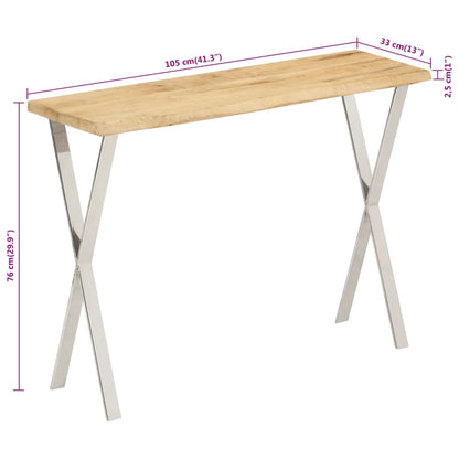 Avlastningsbord med levande kant 105x33x76 cm massivt mangoträ