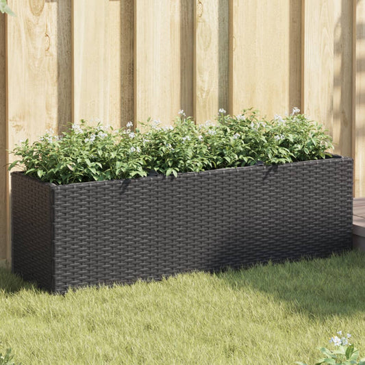 Odlingslådor med 3 krukor 2 st svart 105x30x32 cm konstrotting