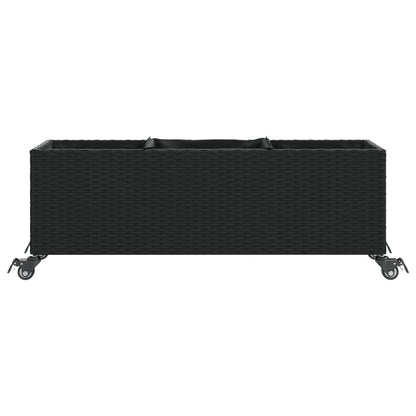 Odlingslådor med hjul 2 st svart 107x32x38 cm konstrotting