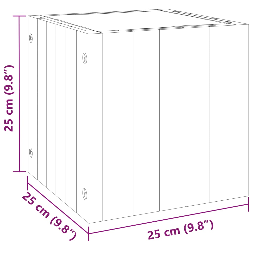 Odlingslåda 25x25x25 cm massivt akaciaträ