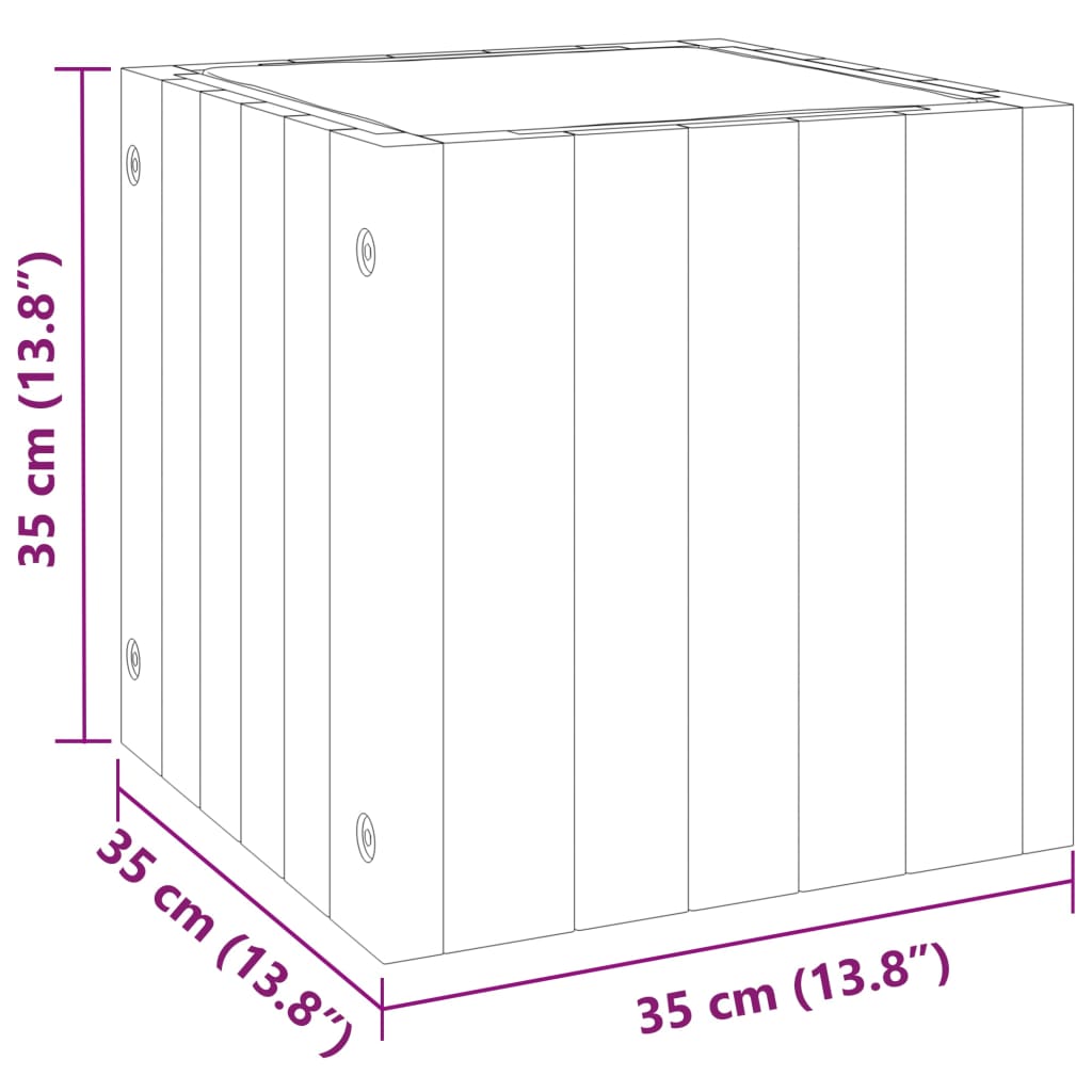 Odlingslåda 35x35x35 cm massivt akaciaträ