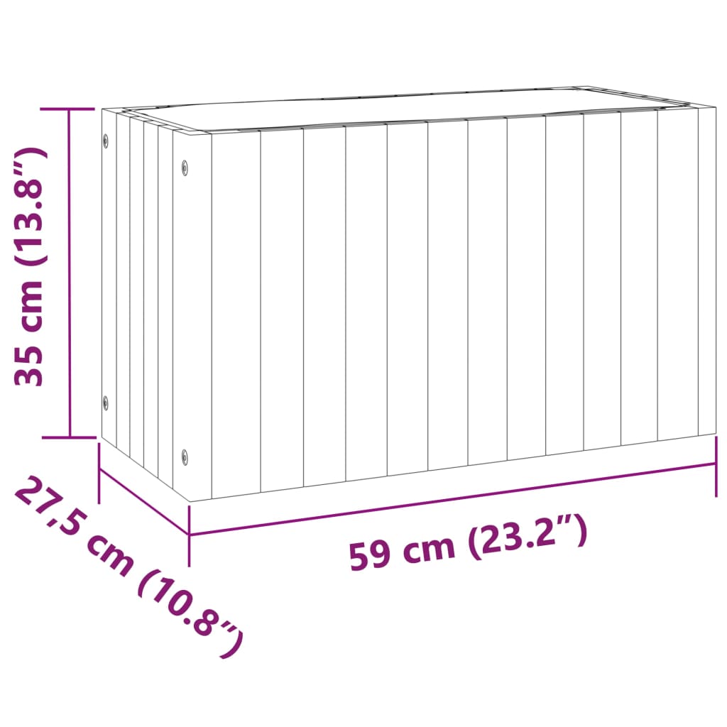 Odlingslåda 59x27,5x35 cm massivt akaciaträ