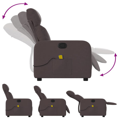 Massagefåtölj mörkbrun tyg