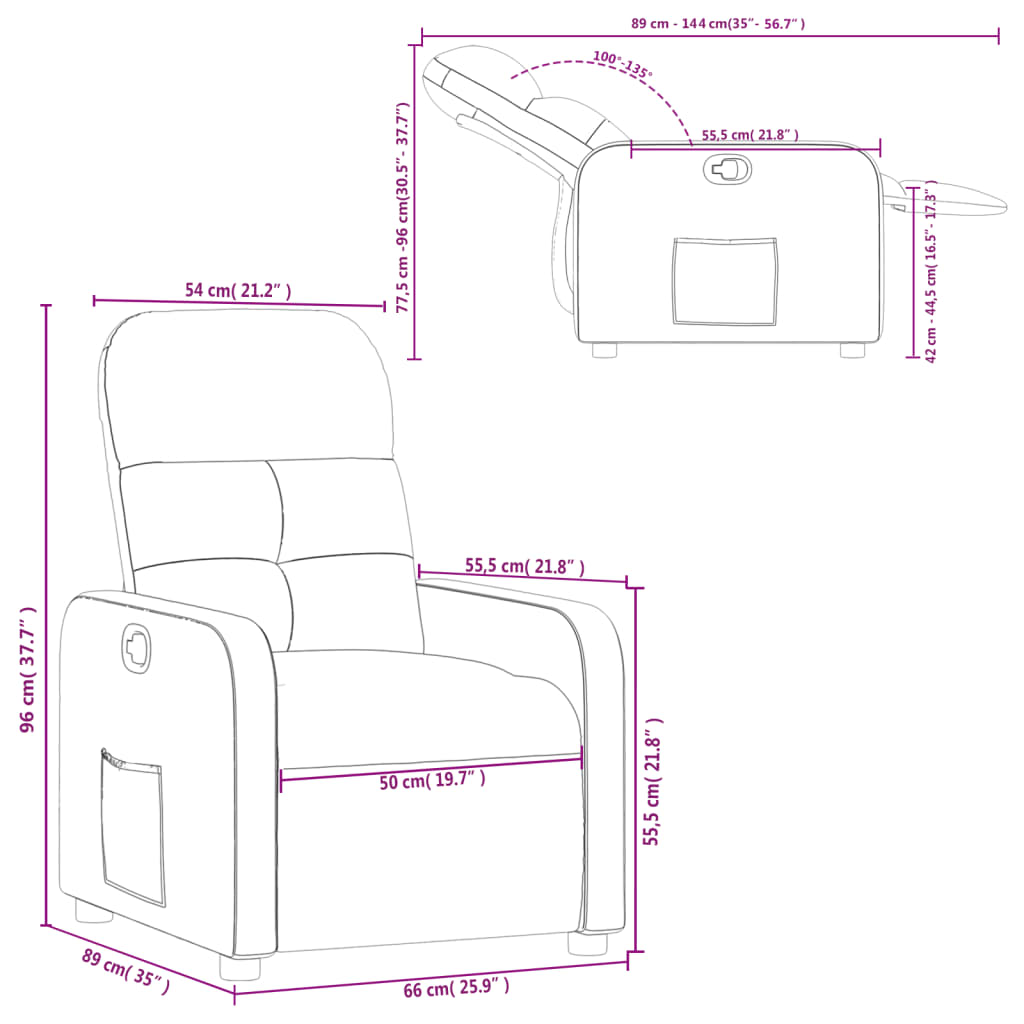 Reclinerfåtölj svart tyg