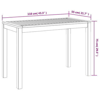 Matbord för trädgården 110x55x75 cm massivt akaciaträ