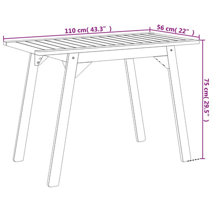 Matbord för trädgården 110x56x75 cm massivt akaciaträ