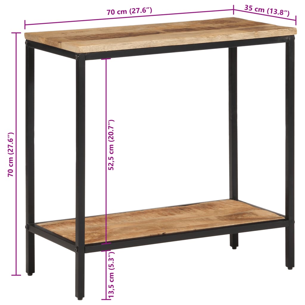 Avlastningsbord 70x35x70 cm massivt grovt mangoträ