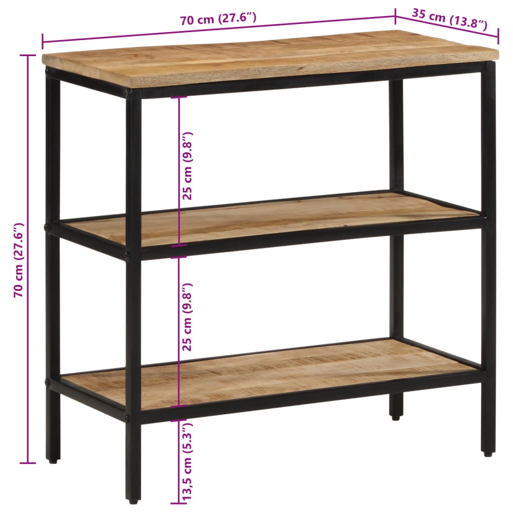 Avlastningsbord 70x35x70 cm massivt grovt mangoträ