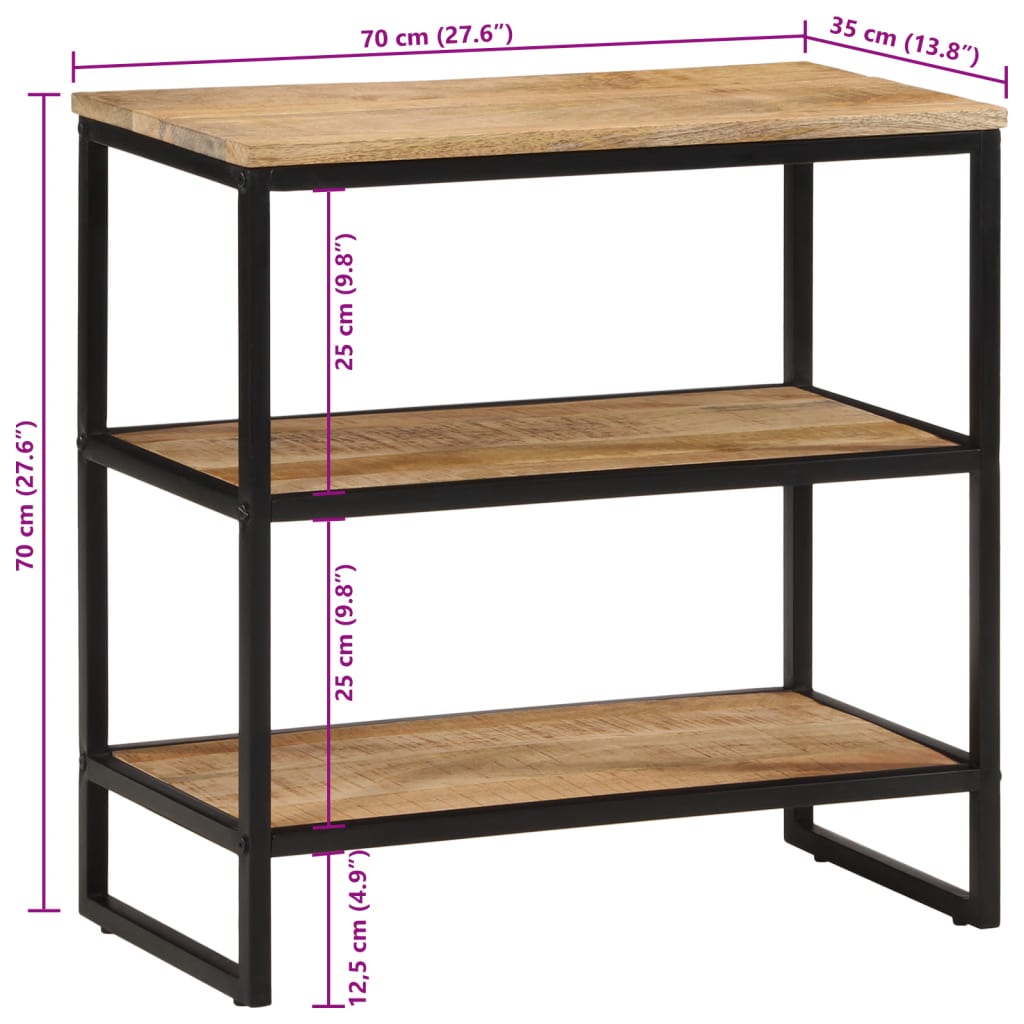 Avlastningsbord 70x35x70 cm massivt grovt mangoträ