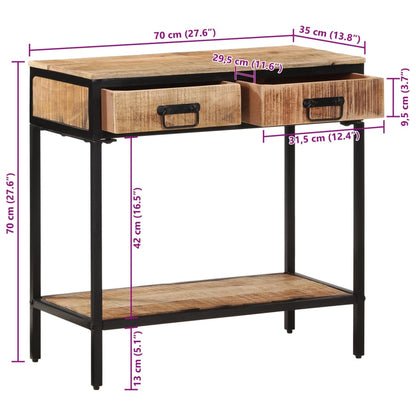 Avlastningsbord 70x35x70 cm massivt grovt mangoträ