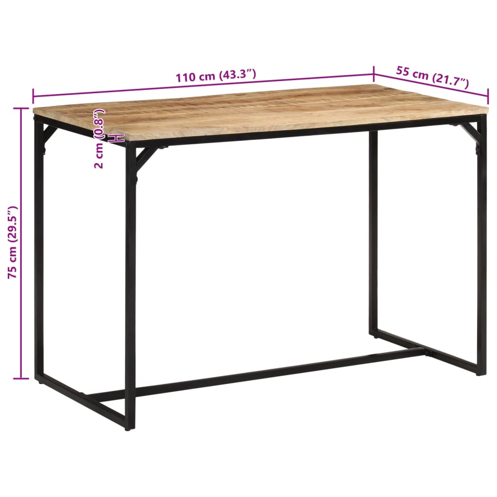 Matbord 110x55x75 cm massivt grovt mangoträ