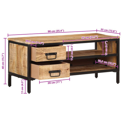 TV-bänk 90x35x40 cm massivt grovt mangoträ