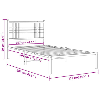 Sängram med huvudgavel metall vit 107x203 cm