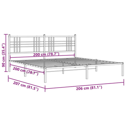 Sängram med huvudgavel metall vit 200x200 cm