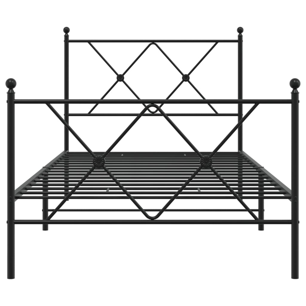 Sängram med huvudgavel och fotgavel svart metall 90x190 cm