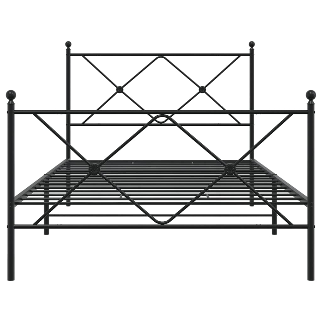 Sängram med huvudgavel och fotgavel svart metall 100x190 cm