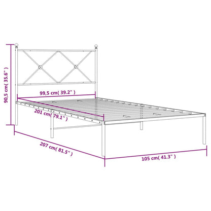 Sängram med huvudgavel metall vit 100x200 cm