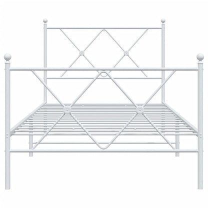 Sängram med huvudgavel och fotgavel vit metall 90x200 cm