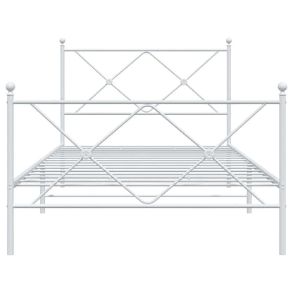 Sängram med huvudgavel och fotgavel vit metall 100x190 cm