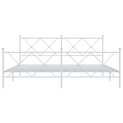 Sängram med huvudgavel och fotgavel vit metall 183x213 cm