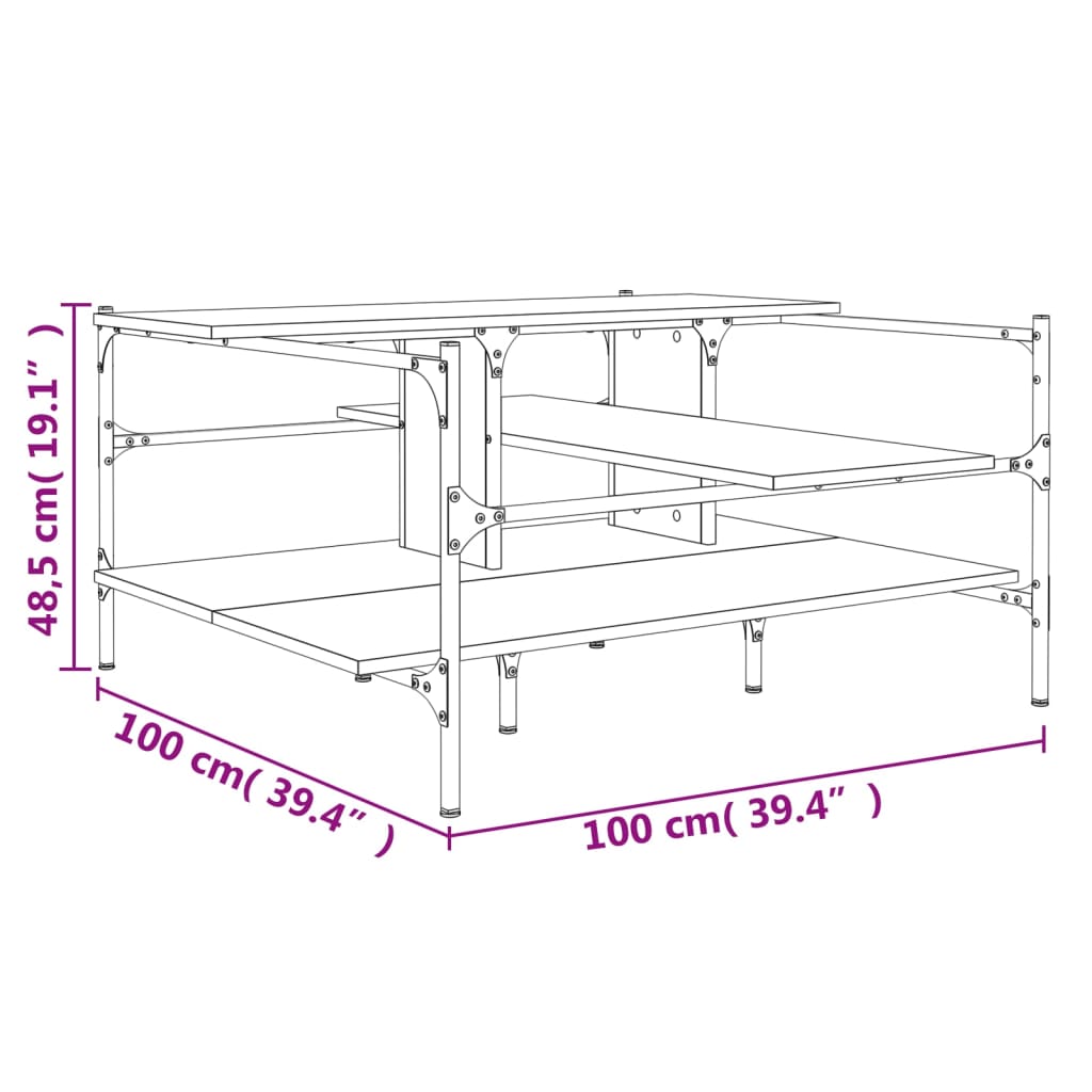 Soffbord svart 100x100x48,5 cm konstruerat trä