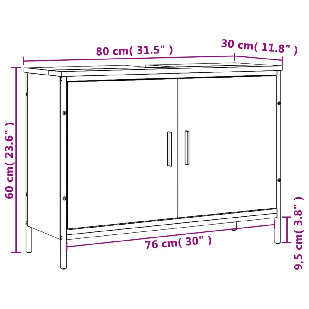 Tvättställsskåp svart 80x30x60 cm konstruerat trä